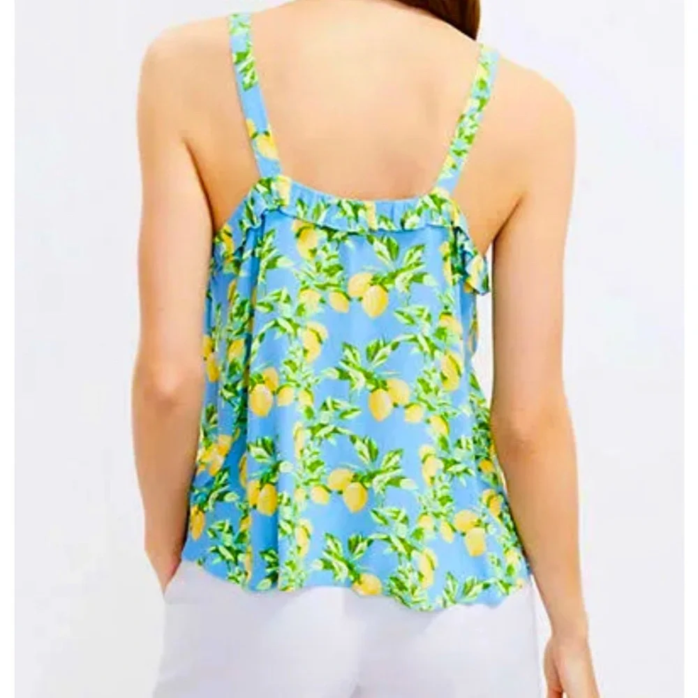 LOFT Blue Lemon Print Women's Top - Picture 3 of 13